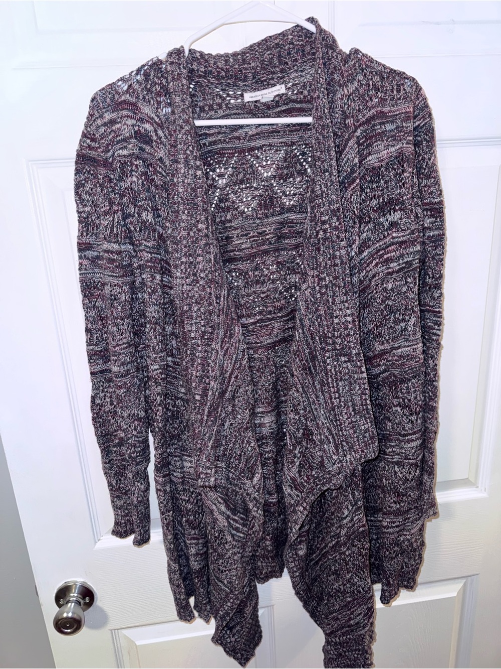 American Eagle Outfitters Marled Plum Open-Front Cardigan